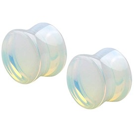 Pierced Owl - Natural Moonstone Double Flared Plug Earrings, Sold as a Pair, natural moonstone, no gemstone