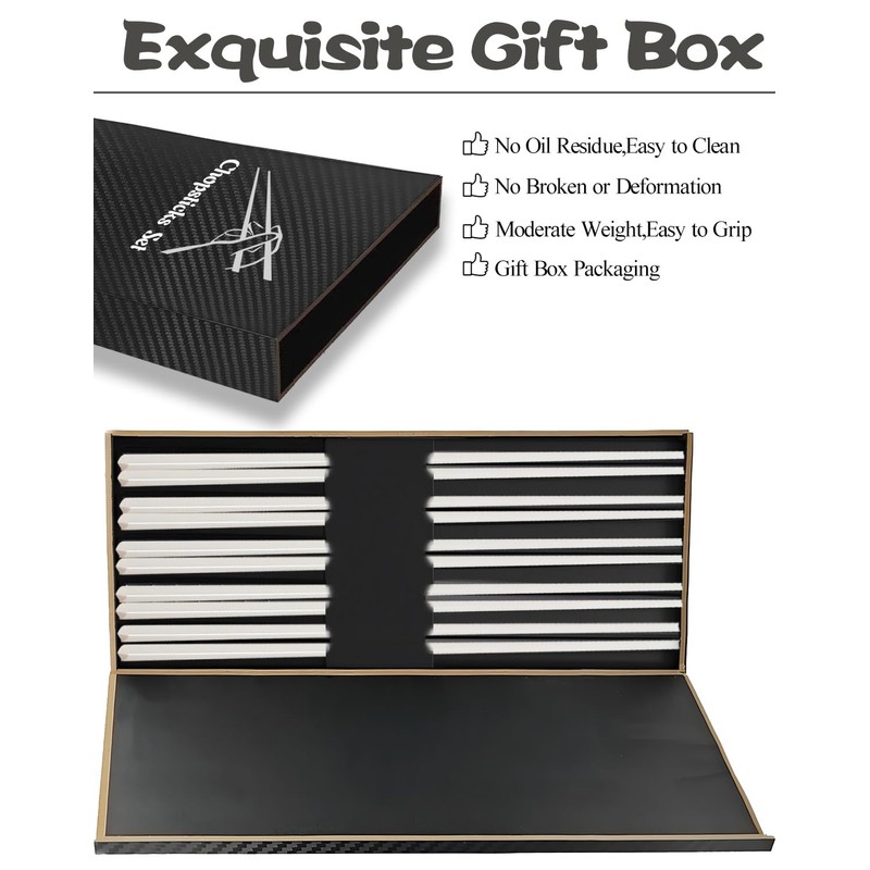 Ceramic Chopsticks Set of 5,Reusable Dishwasher Safe,High-grade Bone Porcelain Chopsticks