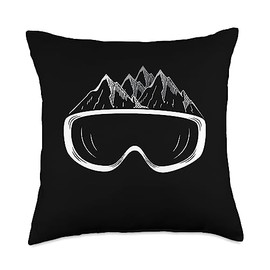 Ski goggles or snowboard goggles and mountains in background Throw Pillow