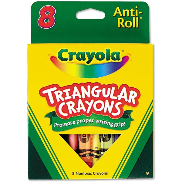Crayola Anti-Roll Triangular Crayons, Assorted Colors 8 ea