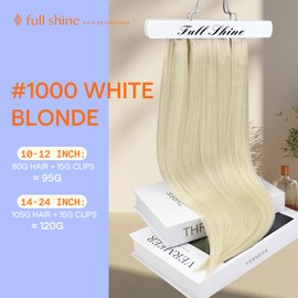 Full Shine Clip in Hair Extensions Blonde Remy Human Hair Extensions Clip ins Short Blonde Straight Hair for Women 10 Inch 7 Pcs 95 G