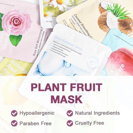 8 Pack Cherry Blossom Face Sheet Mask Skincare,Hydrating Face Mask For Sensitive Skin,Moisturize,Soothing,Nourish for All Skin Types,Natural Spa Party Facial Mask Skincare Set for Women Men Girls