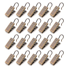 HappyHome Curtain Clips Curtain Hooks 20-Piece Set Metal Strong Clips Curtain Liner Shower Curtain (Bronze)