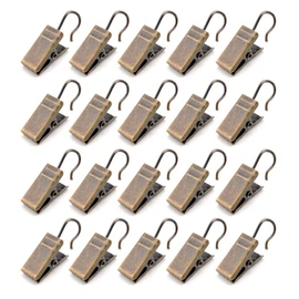 HappyHome Curtain Clips Curtain Hooks 20-Piece Set Metal Strong Clips Curtain Liner Shower Curtain (Bronze)