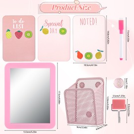 libfrnt 16 Pcs Pink Locker Accessories Kit Locker Organizer Decorations for Girls Includes Magnetic Pen Holder Magnetic Fridge Magnets Mirror Marker Buttons Hook