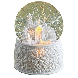 6" LED Porcelain Church With Sleigh Dome Battery Operated Without Batteries 100M Plays First Noel