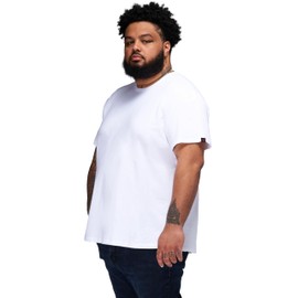 STRONGSIZE Men's Big and Tall Shirts – Stretch T-Shirt for Casual Wear Regular Length White 4XL