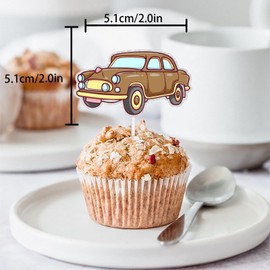 18pcs Colorful Glitter Dessert Cupcake Topper Car Transportation Theme Decor Supplies Baby Shower Boys Girls Happy Birthday Wedding Party Decorations