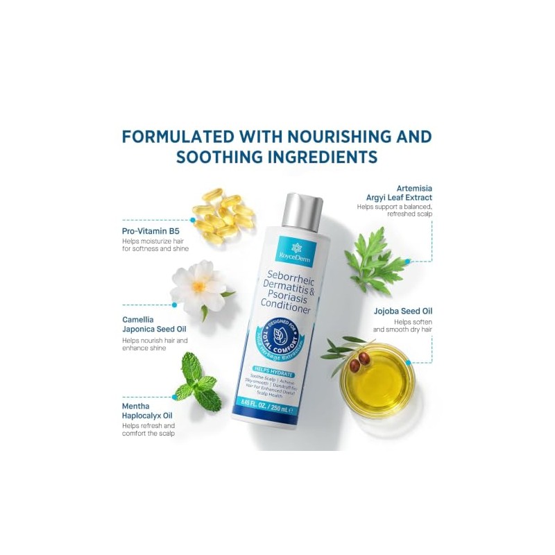Roycederm Seborrheic Scalp Care Shampoo and Conditioner Set, Gentle Cleansing
