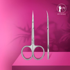 STALEKS PRO for Natury Nails Professional Left Handed Cuticle Scissors - Ergonomic Rings - Stainless Steel - Expert SE 11/3