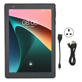 8 Inch Tablet 4GB 64GB Maximum Support 128G Front 200W Rear 800W 1960x1080 Calling Tablet for Android 10.0 100‑240V Black UK Plug