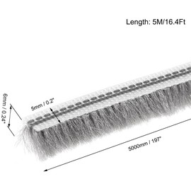 Boxonly Brush Weather Stripping 5mmx6mm Energy Saving Card-Slot Soundproofing and Dustproof Seal Strip Length 5M Weatherstrip Sweep Brushes for Door Window