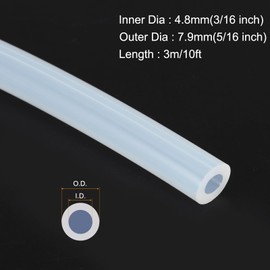 MECCANIXITY 10ft Clear Silicone Rubber Tubing 3/16" ID 5/16" OD Plastic Tube Flexible Air Hose for Brewing, Wine Making, Pump Siphon, 4.8mm x 7.9mm, with 2pcs Clamps