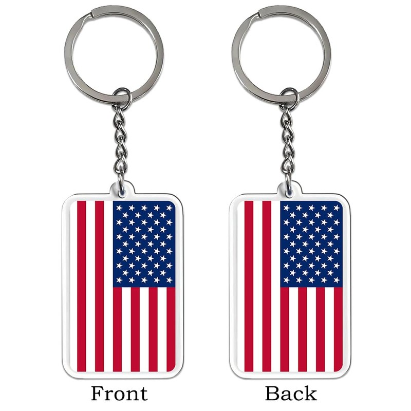 FHZJKJX 2 Pack USA American Flag Keychain US Key Ring-(USA)