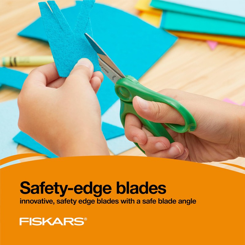 Fiskars 5" Pointed-Tip Scissors for Kids Ages 4-7, Scissors for