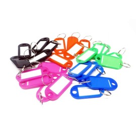 Pack of 50 Plastic Mixed Colour Key Tags with Paper Inserts