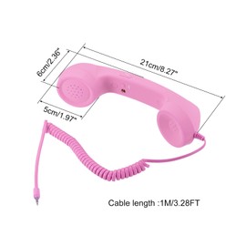 sourcing map 3.5mm Retro Telephone Handset Telephone Receiver for Microphone Speaker Pink
