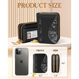 Miss Adola Credit Card Holder for Women - RFID Women Wallet Leather Card Wallet for Ladies Girls Female Aesthetic Cute Wallet with Card Slots Coin Cash Zipper Purse & ID Window, Spaceship