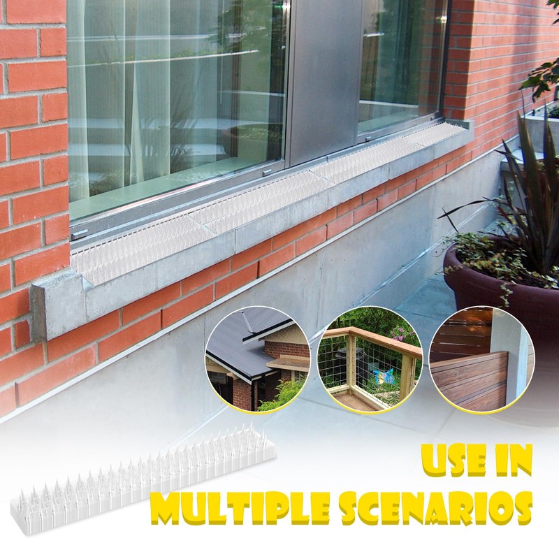 Touri Upgraded 24 Pack Clear Bird Spikes, Transparent PVC Bird
