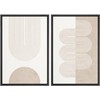 MUDECOR Framed Canvas Print Wall Art Set Pastel Tan White Geometric Wave Ribbons Abstract Shapes Illustrations Modern Art Decorative Contemporary for Living Room, Bedroom, Office - 16"x24"x2 Black