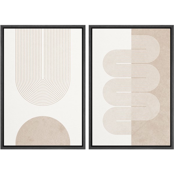 MUDECOR Framed Canvas Print Wall Art Set Pastel Tan White
