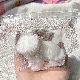 Angerbaby 【Gift ideal】White& Black Kawaii Kitty Squishy Mochi Squishies Cute Cat Squishies Reliever Relief Toys Squeezable Safe - Color: white -1 pack