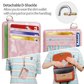 EcoVision Slim Minimalist Front Pocket Wallet, RFID Blocking Credit Card Holder Wallet with Detachable D-Shackle for Men Women