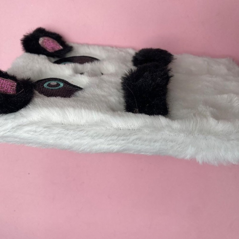 NUOBESTY Plush Notebook, Faux Fur Notebook for Kids, Panda Pattern
