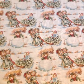 South Sea Imports Victorian Kids Winter Cotton Fabric 1 Yd X 44"  Sheryl Roy Collection for SSI