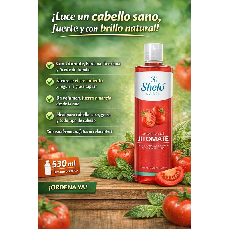 3 Shampoos De Jitomate 530ml Nutricion Capilar Shelo Nabel