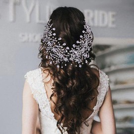 wedding tiara bridal hair piece silver rhinestone hair accessory for ladies ,Rhinestone Bridal Bridesmaid Hair Comb Accessories (Silver Left and Right)