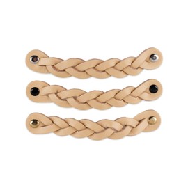 Brute Strength - Leather Handles for Furniture - Braided - Natural - Pack of 12 - 16.5 x 2.5 cm - Cabinet Handle, Door Handle for Kitchen, Bathroom, Cabinets, Dresser, Wood