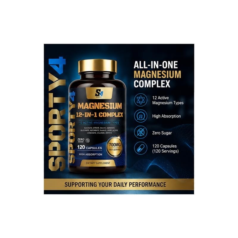 Magnesium 12-in-1 Complex, 700mg with Magnesium Glycinate, Citrate, Malate, Oxide,
