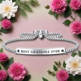 Kisseason Best Grandma Ever Gift Bracelet for Women Mantra Jewelry (Best Grandma Ever)