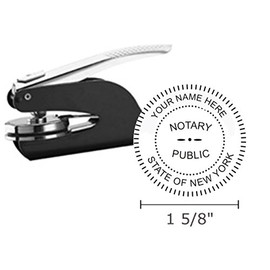 Notary Seal Embosser for State of New York, Pocket/Hand Model, 1-5/8" Impression, Black Body