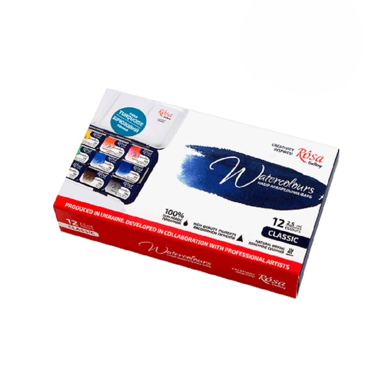 Rosa Gallery Watercolour Classic 12 Colours (Box Turquoise)