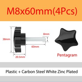 ORANXIN Star Screws Knurled Screws Head Diameter 38 mm Knob Handle Tensioning Plastic Handle Thread Machine Clamping Handle M6 M8 M10