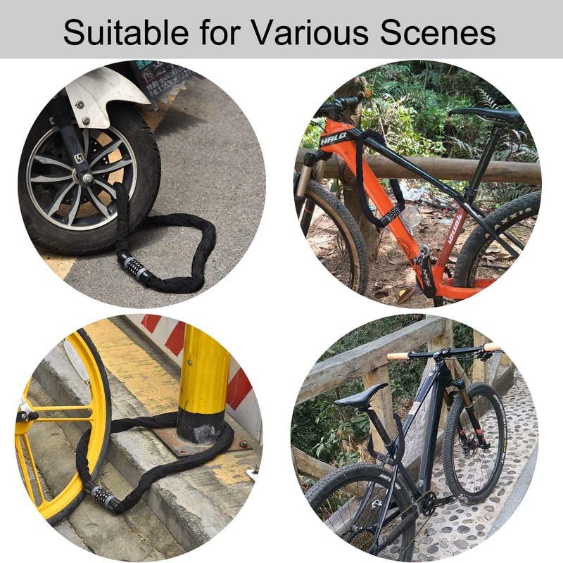 Bike Locks,Chain Locks,5 Digit 120cm Resettable Security Combination Lock, Oture