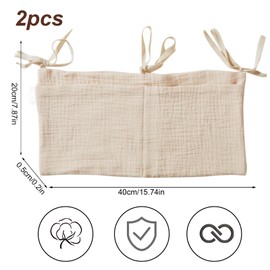 PangWuu 2 Stück Wickeltisch Organizer, Babybett Organizer mit 2 Taschen, Wickelkommode Organizer für Babybett Zubehör, 40 x 20 cm, Reine Baumwolle, Khaki