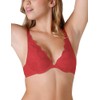 Wonderbra Womens Refined Glamour Triangle Lace Push Up Bra, Red,