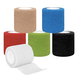 Vendaje Deportivo Autoadherible 6 Roll (Mismo Color), Venda Adhesiva Elástico Atlético de 5CM X 4.5M, Cinta Elástica Autoadherente y Transpirables para Estiramiento Atlético, Deportes, Muñeca, Tobillo(Piel Color), Prevenda
