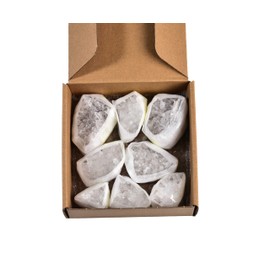 AMOYSTONE Natural Clear Quartz Cluster Minerals Healing Crystal Ore Specimen Small Clear Quartz Chrysanthemum Clusters for Kids Geography Rock Collect Small 1 Lbs/Box