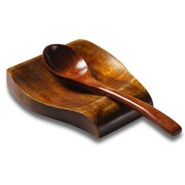 Tvvtuww Acacia Wood Spoon Rest Spoon Holder for Stove Top, Utensil Holder for Ktichen Counter, Spatula, Ladles, Forks, Tongs, Short