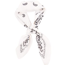 Wuliim 27.5" Satin Scarf (White) - Versatile Medium Square Fashion Scarf for Women | Silk Like Head Scarf Bandanas for Hair Wrapping | Soft & Chic Silky Neckerchief, Asthetic Handbag Scarf