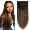 SixStarHair Yaki Straight Human Hair Clip ins 14 Inch 120G