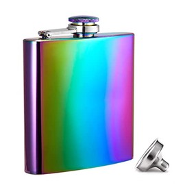 Hillside-Kit Hip Flask Pocket Alcohol Dranking Flask 6 OZ Stainless Steel Leak proof with Funnel Flask set (Coloful)