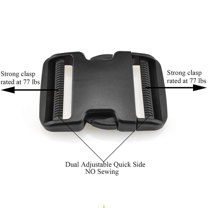 Generic 25mm Military-Grade Quick-Release Black Plastic Buckles - No-Sew Heavy