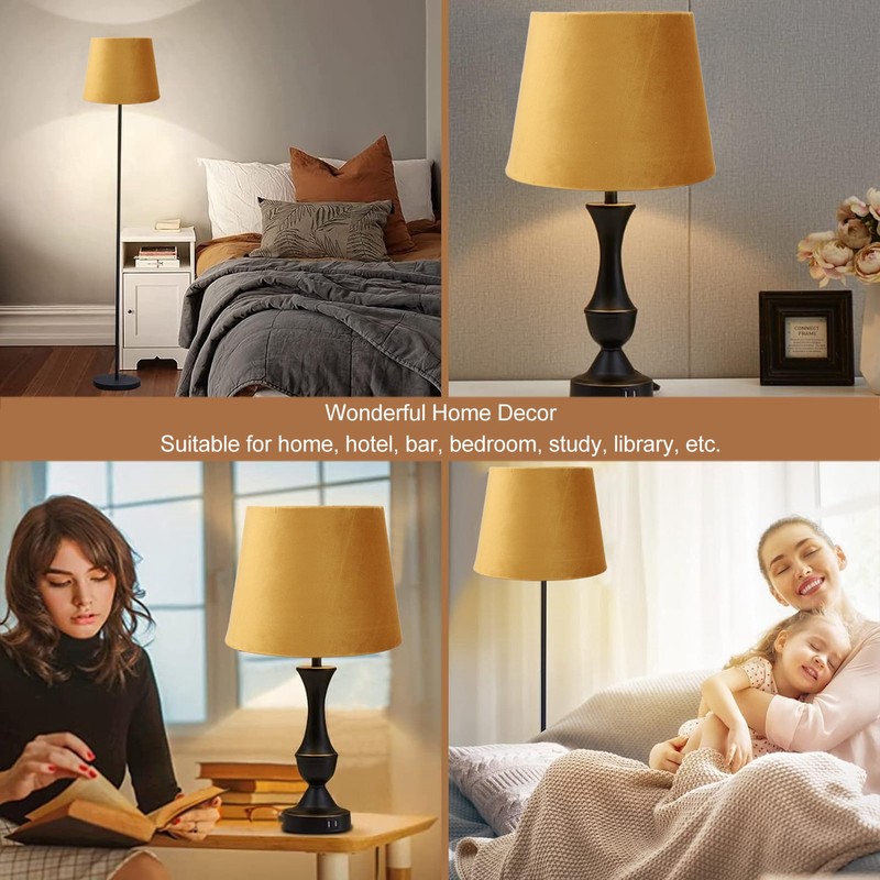 Fabric Lampshade E27 E14 Velvet Conical Decorative Lamp Replacement Shade