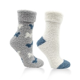 MinxNY 2 pair pack sock - Butterfly pattern Rose N Shea Butter Infused One pair pattern One pair color blockW/Non-Skid Bottom Rose Scented Velvet Sachet, French Blue