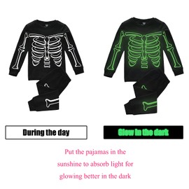 DHASIUE Boys Pyjamas Sets Glow in The Dark Skeleton Clothes 100% Cotton Pjs Toddler Kids Winter Long Sleeve Sleepwear 6-7 Years